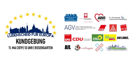 Am 11. Mai 2019 sind alle Demokraten aufegrufen um 13.00 Uhrim Rosengarten ein starkes Zeichen für die Europäischen Union und die anstehende Wahl zu setzen (Grafik: IdKLfE)