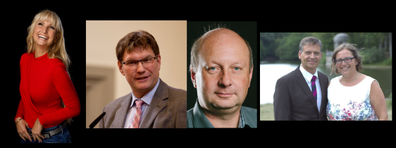 Verschiedene Referenten werden die Abende zu Themen rund um „Trotzdem glauben“ gestalten (v.l.n.r.): Deborah Rosenkranz, Uwe Heimowski, Thomas Kretzschmar und Ehepaar Sandra und Reinhard Schlitter. (Foto/Collage: privat/EKKLP)
